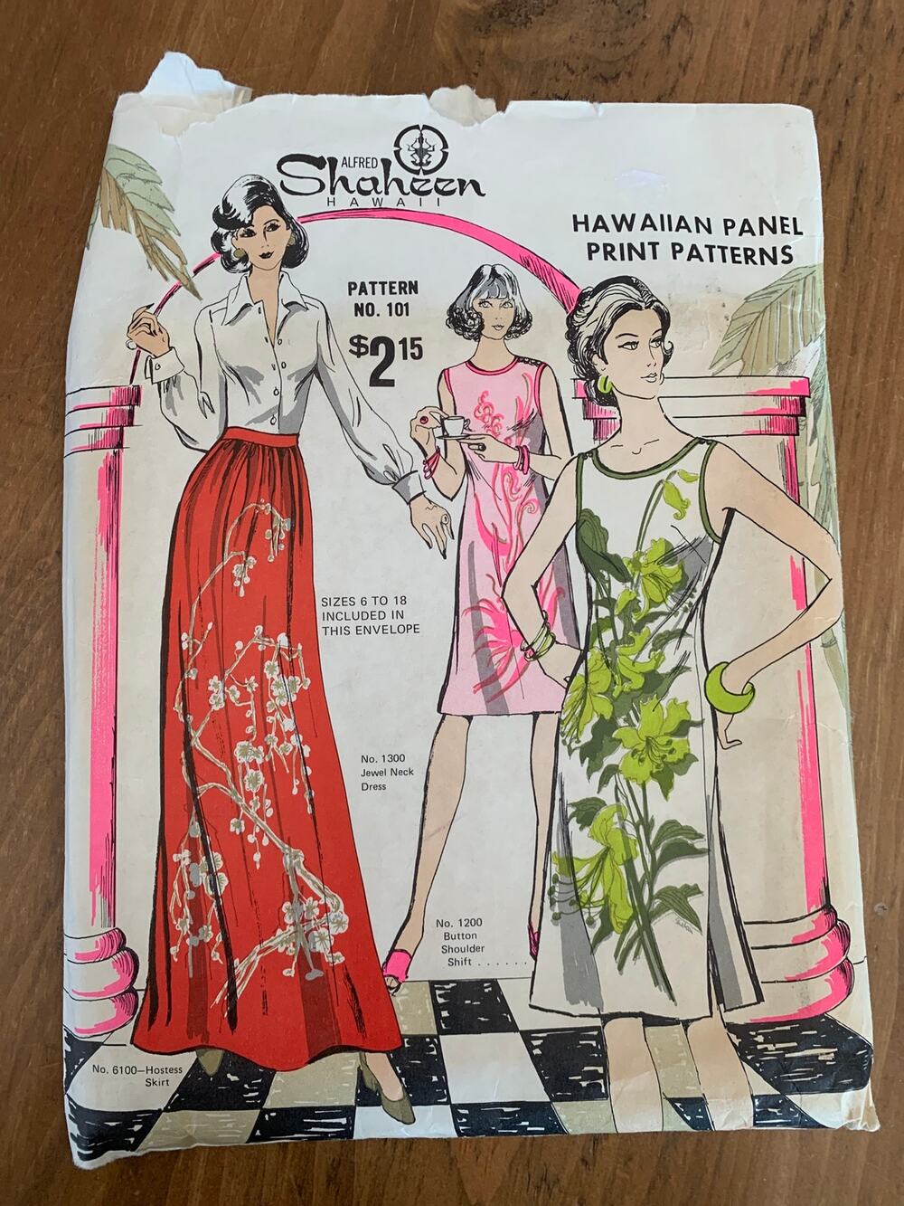 Vintage Alfred Shaheen Hawaiian Dress & Skirt Pattern 101 Size 6 - 18 Uncut